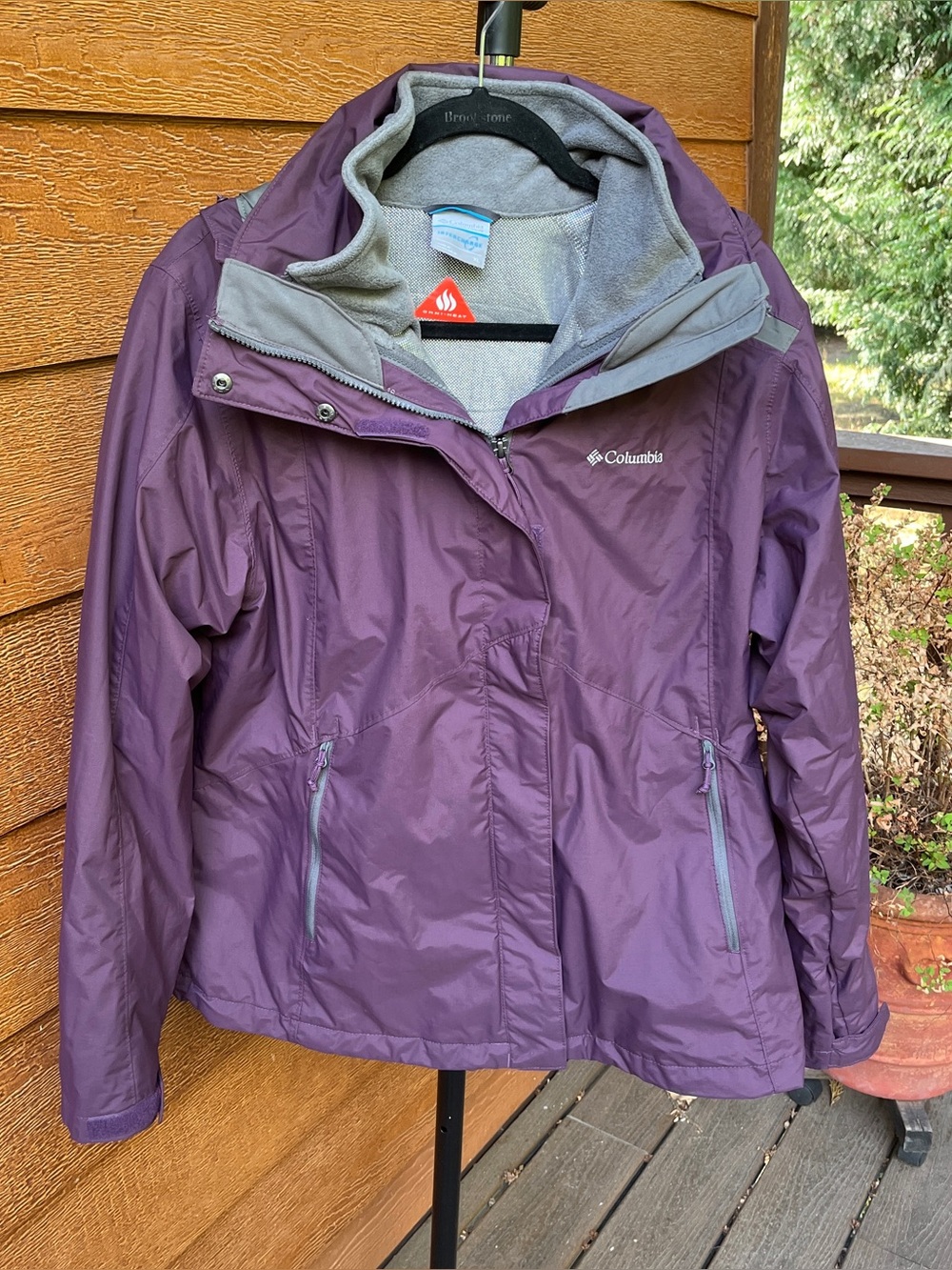 Columbia Purple Gray Omni-Heat Interchange Fleece Winter Snow Jacket Women’s XL